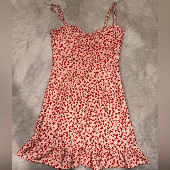 Princess Polly Dresses & Skirts - "Princess Polly Floral Mini Dress - Pink with Red Flowers - Size 0"